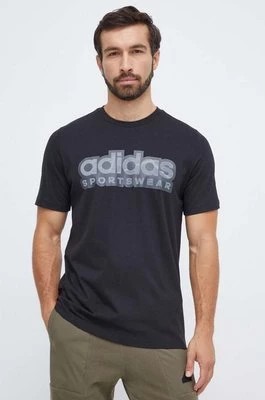 Zdjęcie produktu adidas t-shirt bawełniany męski kolor czarny z nadrukiem