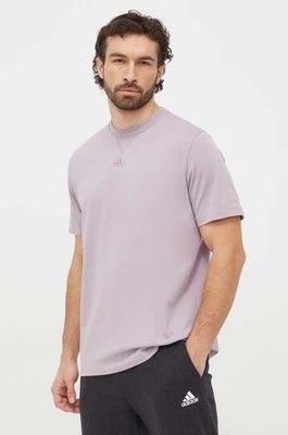 Zdjęcie produktu adidas t-shirt bawełniany męski kolor fioletowy z aplikacją IR5267