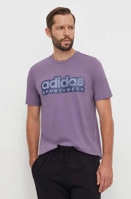 Zdjęcie produktu adidas t-shirt bawełniany męski kolor fioletowy z nadrukiem