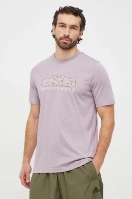 Zdjęcie produktu adidas t-shirt bawełniany męski kolor fioletowy z nadrukiem IM8315