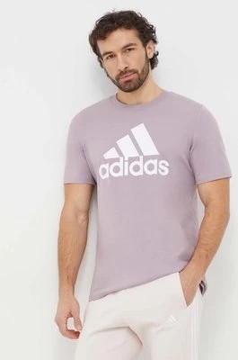 Zdjęcie produktu adidas t-shirt bawełniany męski kolor fioletowy z nadrukiem IS1313