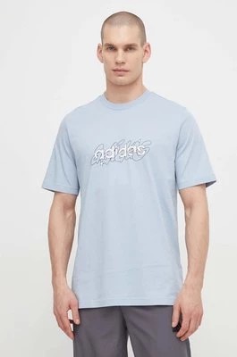 Zdjęcie produktu adidas t-shirt bawełniany męski kolor niebieski z nadrukiem IS2867