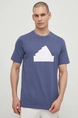 Zdjęcie produktu adidas t-shirt bawełniany męski kolor niebieski z nadrukiem IZ1624