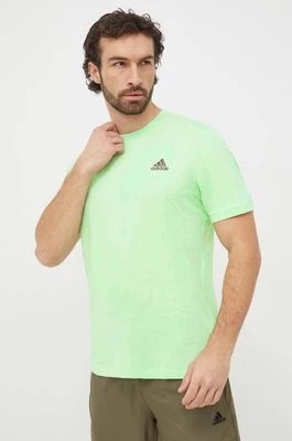 Zdjęcie produktu adidas t-shirt bawełniany męski kolor zielony gładki IS1315