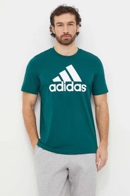 Zdjęcie produktu adidas t-shirt bawełniany męski kolor zielony z nadrukiem IS1300