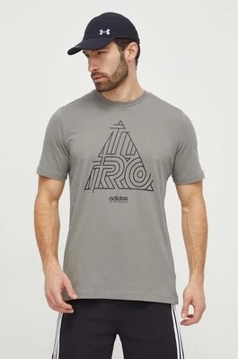 Zdjęcie produktu adidas t-shirt bawełniany TIRO TIRO męski kolor beżowy z nadrukiem IN6267