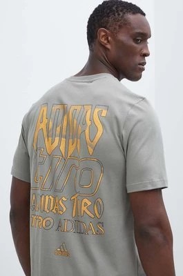 Zdjęcie produktu adidas t-shirt bawełniany TIRO męski kolor zielony z nadrukiem IN6260