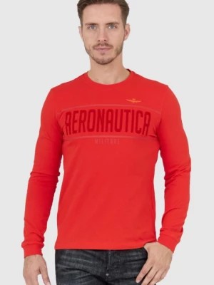 Zdjęcie produktu AERONAUTICA MILITARE Czerwony longsleeve męski z aksamitnym logo