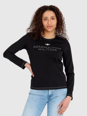Zdjęcie produktu AERONAUTICA MILITARE Longsleeve damski czarny z logo wykonanym z dżetów