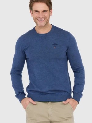 Zdjęcie produktu AERONAUTICA MILITARE Niebieski sweter męski z wełny merynosa
