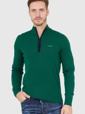 Zdjęcie produktu AERONAUTICA MILITARE Zielony sweter męski z suwakiem