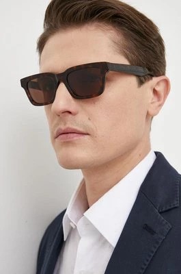 Zdjęcie produktu Alexander McQueen okulary przeciwsłoneczne męskie kolor brązowy