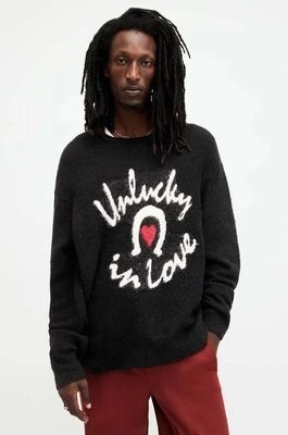 Zdjęcie produktu AllSaints bluza z wełną LUCKY LOVE kolor czarny wzorzysta