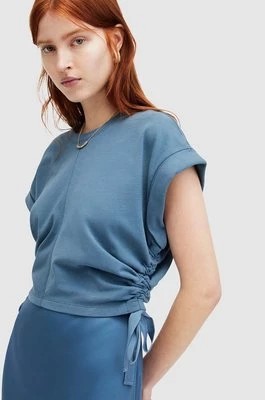 Zdjęcie produktu AllSaints bluzka bawełniana MIRA damska kolor niebieski gładka