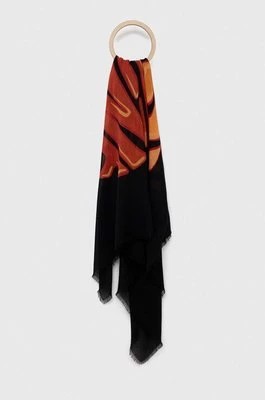 Zdjęcie produktu AllSaints chusta z domieszką wełny kolor czarny wzorzysta