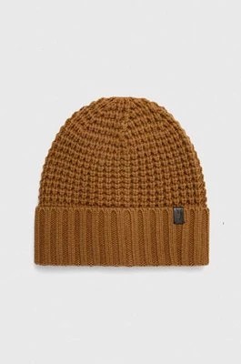 Zdjęcie produktu AllSaints czapka z domieszką wełny kolor brązowy z grubej dzianiny