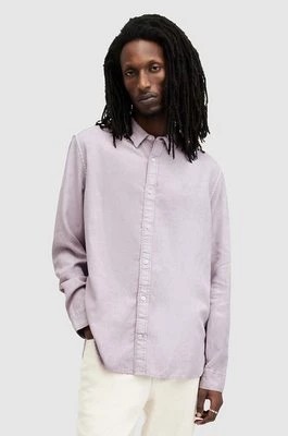 Zdjęcie produktu AllSaints koszula z lnem LAGUNA LS SHIRT kolor różowy relaxed z kołnierzykiem button-down MS540Z