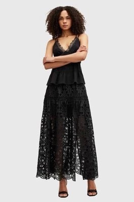 Zdjęcie produktu AllSaints spódnica ROSIE SKIRT kolor czarny midi rozkloszowana W028RB