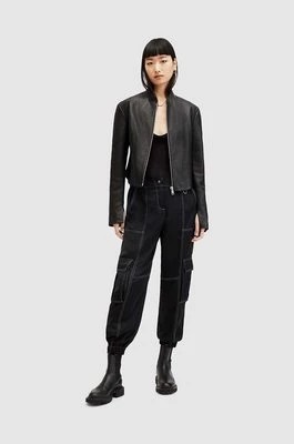Zdjęcie produktu AllSaints spodnie FRAN damskie kolor czarny fason cargo high waist