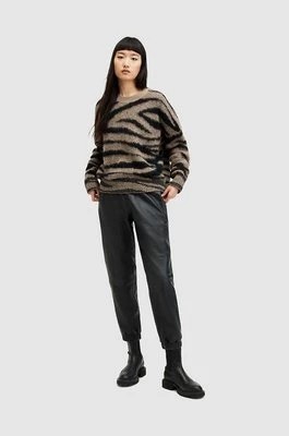 Zdjęcie produktu AllSaints spodnie skórzane JEN damskie kolor czarny medium waist