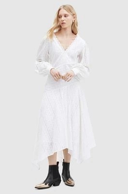 Zdjęcie produktu AllSaints sukienka bawełniana AVIANA BRODERIE DRES kolor biały maxi rozkloszowana WD579Z