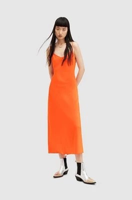 Zdjęcie produktu AllSaints sukienka Bryony kolor pomarańczowy midi prosta