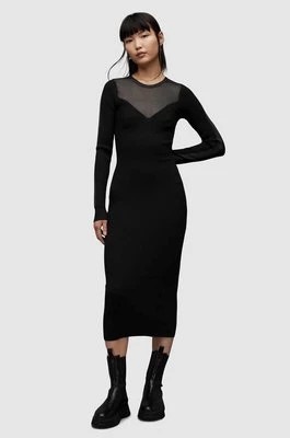 Zdjęcie produktu AllSaints sukienka Flete kolor czarny midi dopasowana