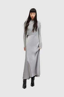 Zdjęcie produktu AllSaints sukienka i sweter z wełną kolor srebrny maxi prosta