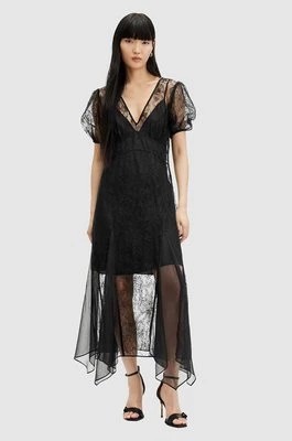 Zdjęcie produktu AllSaints sukienka RAYNA LACE DRESS kolor czarny maxi rozkloszowana WD574Z