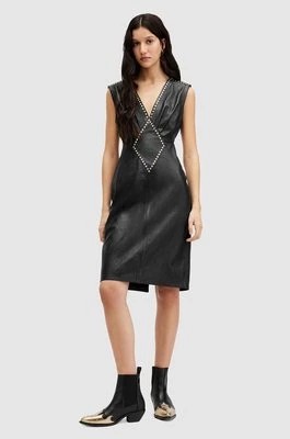 Zdjęcie produktu AllSaints sukienka skórzana SYLA LEA STUD DRESS kolor czarny mini dopasowana WL536Z