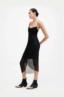 Zdjęcie produktu AllSaints sukienka ULLA kolor czarny midi dopasowana