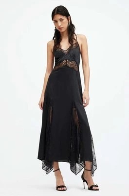 Zdjęcie produktu AllSaints sukienka z jedwabiem JASMINE DRESS kolor czarny maxi rozkloszowana W063DA