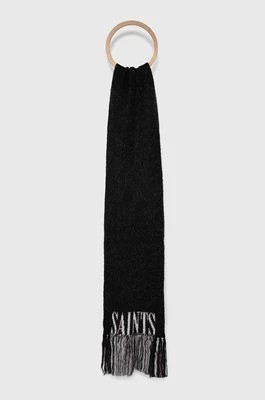 Zdjęcie produktu AllSaints szalik wełniany kolor czarny wzorzysty