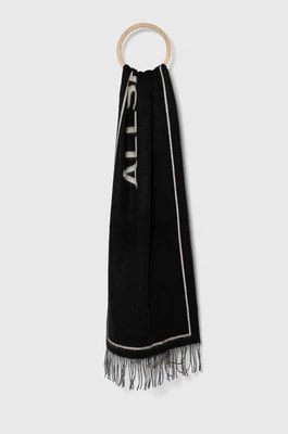 Zdjęcie produktu AllSaints szalik wełniany kolor czarny wzorzysty