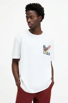 Zdjęcie produktu AllSaints t-shirt bawełniany ROLLER męski kolor biały z nadrukiem