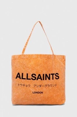 Zdjęcie produktu AllSaints torba bawełniana UNDERGROUND ACI TOTE kolor pomarańczowy MB530Y