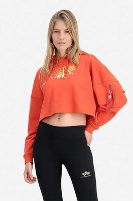 Zdjęcie produktu Alpha Industries bluza damska kolor pomarańczowy z kapturem z nadrukiem 106044.577-POMARANCZO
