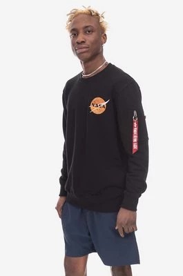 Zdjęcie produktu Alpha Industries bluza NASA Davinci Sweater męska kolor czarny z nadrukiem 136303.03-CZARNY