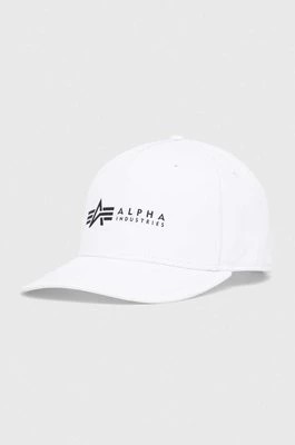 Zdjęcie produktu Alpha Industries czapka bawełniana kolor biały z nadrukiem 126912.09-White