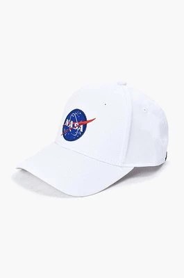 Zdjęcie produktu Alpha Industries czapka z daszkiem bawełniana NASA Cap kolor biały z aplikacją 186903.09-BIALY