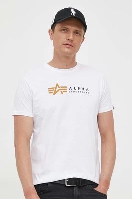 Zdjęcie produktu Alpha Industries t-shirt bawełniany Alpha Label T kolor biały z nadrukiem 118502 09 118502.09-BIALY