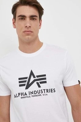 Zdjęcie produktu Alpha Industries t-shirt bawełniany Basic T-Shirt kolor biały z nadrukiem 100501.09