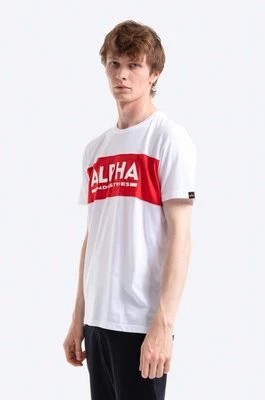 Zdjęcie produktu Alpha Industries t-shirt bawełniany kolor biały z nadrukiem 186505.09-BIALY