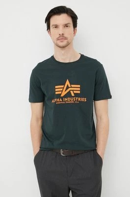 Zdjęcie produktu Alpha Industries t-shirt bawełniany kolor zielony z nadrukiem 100501.353-DarkPetrol