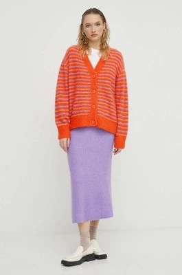 Zdjęcie produktu American Vintage spódnica wełniana kolor fioletowy midi prosta