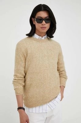 Zdjęcie produktu American Vintage sweter wełniany męski kolor beżowy lekki