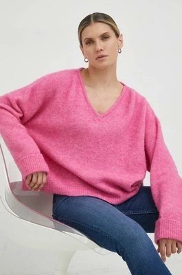 Zdjęcie produktu American Vintage sweter z domieszką wełny damski kolor różowy