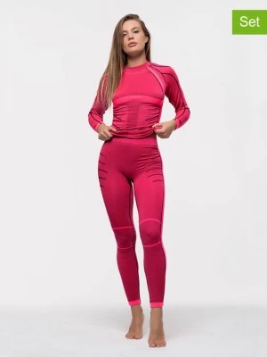 Zdjęcie produktu Anaissa 2-częściowy zestaw w kolorze różowym - top funkcyjny, legginsy funkcyjne rozmiar: S/M