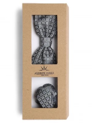 Zdjęcie produktu Andrew James New York Muszka i poszetka męska z jedwabiu Mężczyźni Jedwab zielony wzorzysty,
