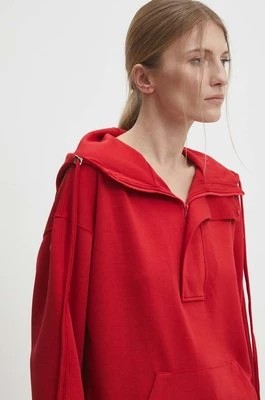 Zdjęcie produktu Answear Lab bluza damska kolor czerwony z kapturem gładka